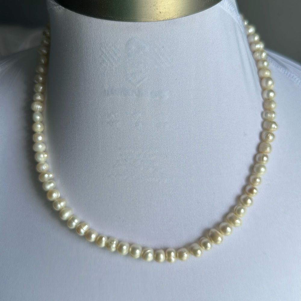 sterling silver real freshwater pearls necklace